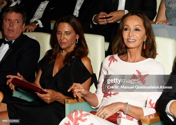 Reyes Vazquez de Castro and Isabel Preysler attend Arts, Sciences and Sports Telva Awards 2018 at Palau de Les Arts Reina Sofia on July 3, 2018 in...