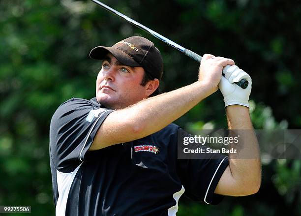 Steven Bowditch hits from the second tee box during the first round of the BMW Charity Pro-Am at the Thornblade Club held on May 13, 2010 in Greer,...