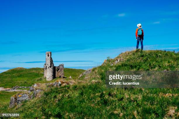 ruïnes van ardvreck castle, sutherland, schotland - loch assynt stockfoto's en -beelden