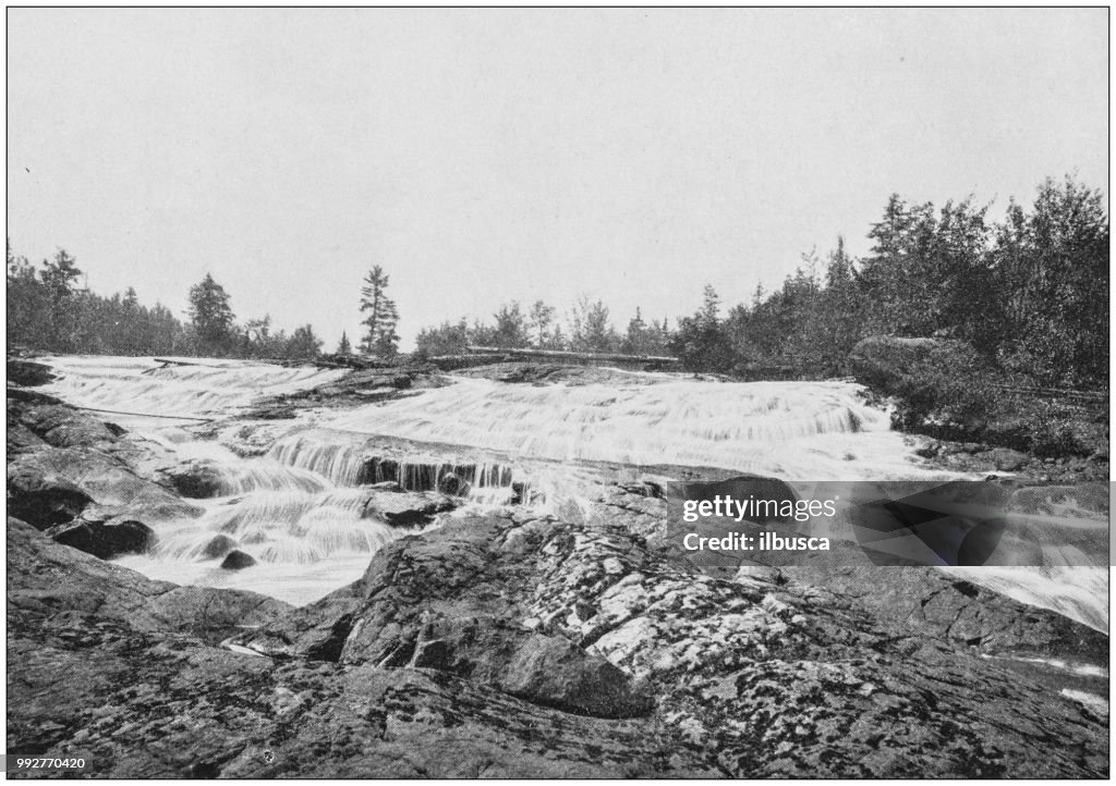 Antique photograph of America's famous landscapes: Bogg's River Falls, Adirondacks