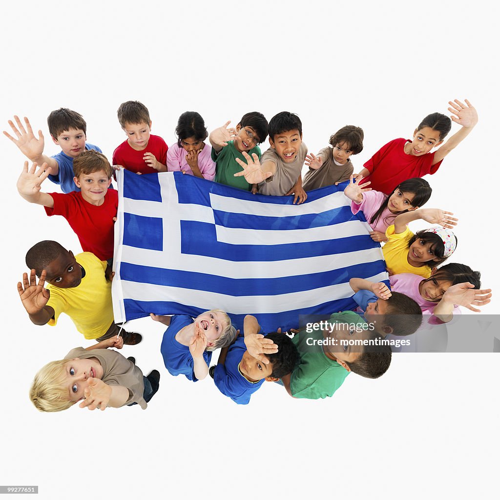 Children holding flag