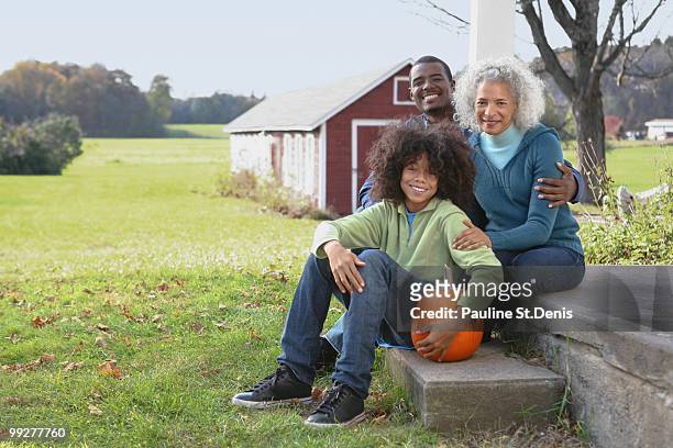 family sitting on porch - new paltz foto e immagini stock