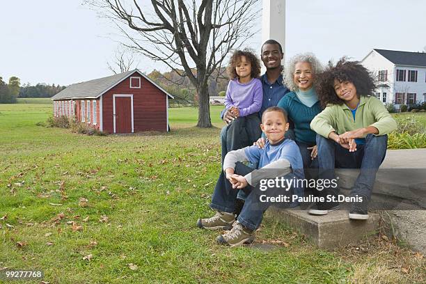 family sitting on porch - ulster county stock pictures, royalty-free photos & images