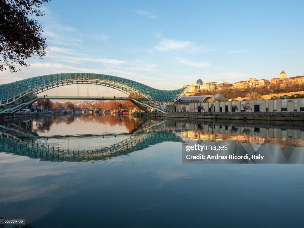 Bridge of Peace at sunset, Tbilisi, Georgia