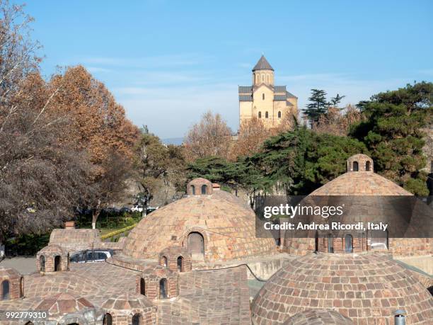 sulphur bathhouse district, tbilisi, georgia - ricordi stock-fotos und bilder