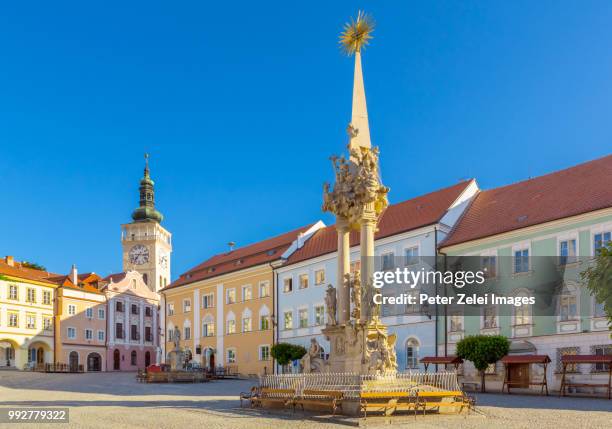 the historic main square of the czech city of mikulov - moravia stock pictures, royalty-free photos & images