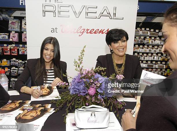 Kris Jenner and Kourtney Kardashian attend the Rejuvicare launch at Walgreens on May 13, 2010 in Lake Bluff, Illinois.