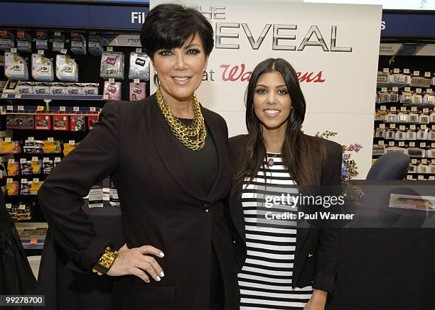 Kris Jenner and Kourtney Kardashian attend the Rejuvicare launch at Walgreens on May 13, 2010 in Lake Bluff, Illinois.