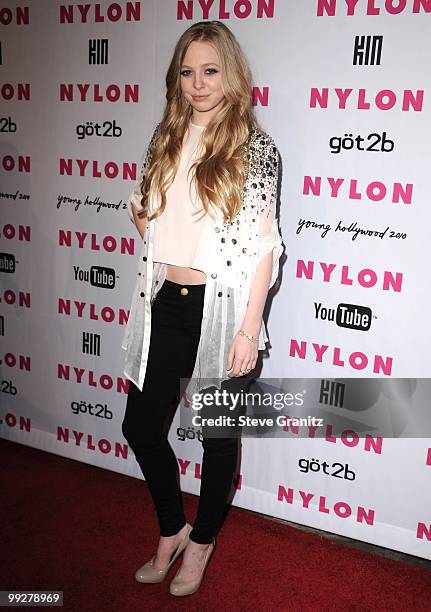 Portia Doubleday attends Nylon Magazine's Young Hollywood Party at Tropicana Bar at The Hollywood Rooselvelt Hotel on May 12, 2010 in Hollywood,...