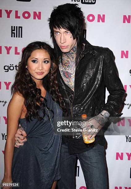 Brenda Song and Trace Cyrus attends Nylon Magazine's Young Hollywood Party at Tropicana Bar at The Hollywood Rooselvelt Hotel on May 12, 2010 in...