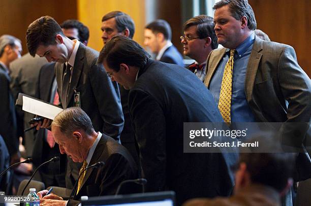 May 13: Sen. Lamar Alexander, R-Tenn., backed by aides, prepares for the Senate Appropriations markup of an emergency supplemental bill.