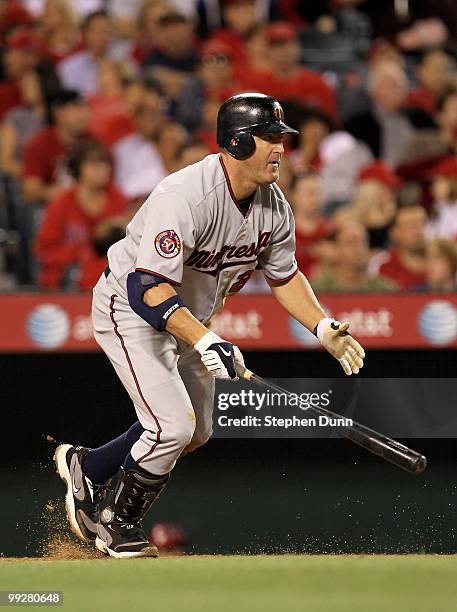 Jim Thome of the Minnesota Twins bats against the Los Angeles Angels of Anaheim on April 8, 2010 at Angel Stadium in Anaheim, California.