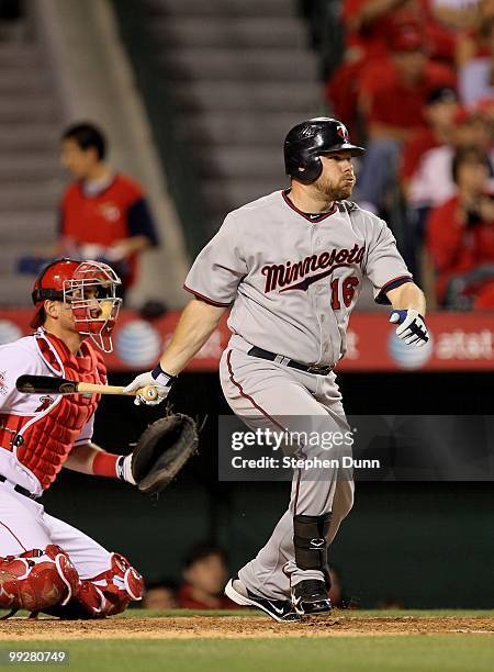 Jason Kubel of the Minnesota Twins bats against the Los Angeles Angels of Anaheim on April 8, 2010 at Angel Stadium in Anaheim, California. The Twins...