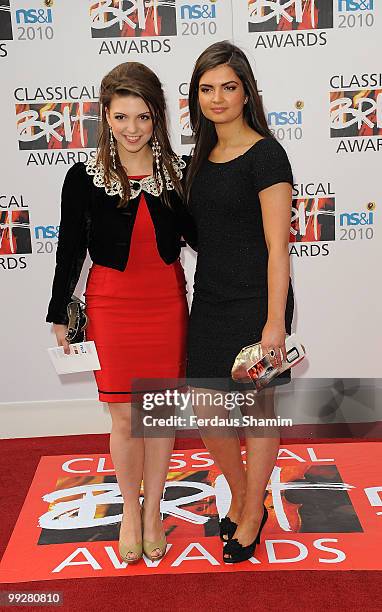 Daisy Chute and Melaine Nakhia from All Angels attend the Classical BRIT Awards at Royal Albert Hall on May 13, 2010 in London, England.