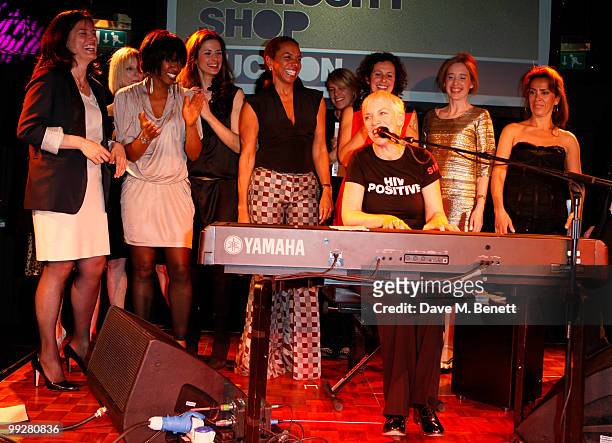 Annie Lennox and guests attend the Oxfam Curiosity Shop launch at Selfridges on May 13, 2010 in London, England.