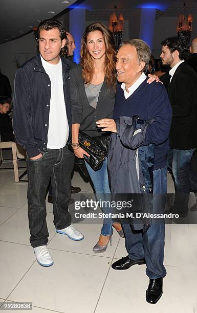 Christian Vieri, Melissa Satta and Emilio Fede attend BETCAP.TV Sport Launch held at Visionnaire Design Gallery on on May 13, 2010 in Milan, Italy.