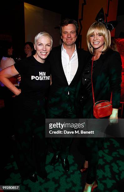Annie Lennox, Colin Firth and Zoe Ball attend the Oxfam Curiosity Shop launch at Selfridges on May 13, 2010 in London, England.