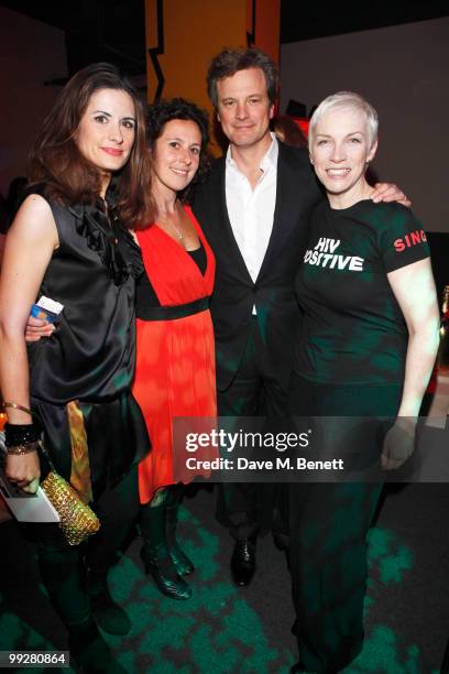 Livia Giuggioli, Sam Roddick, Colin Firth and Annie Lennox attend the Oxfam Curiosity Shop launch at Selfridges on May 13, 2010 in London, England.