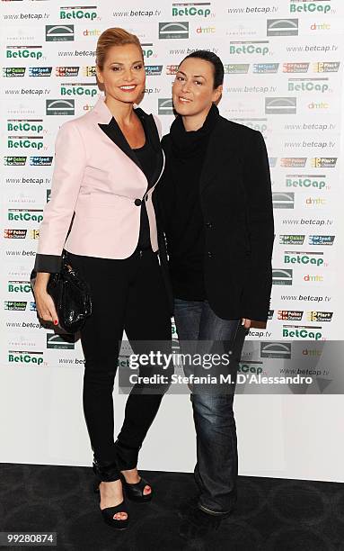 Simona and Sara Ventura attend BETCAP.TV Sport Launch held at Visionnaire Design Gallery on on May 13, 2010 in Milan, Italy.