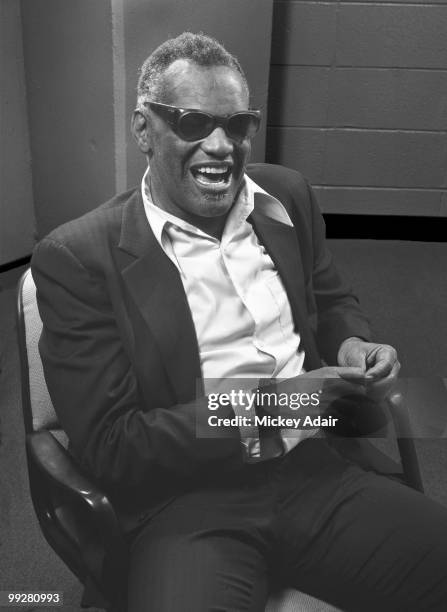Entertainer Ray Charles poses for a portrait after a performance at the Tallahassee-Leon County Civic Center in 1982 in Tallahassee, Florida.