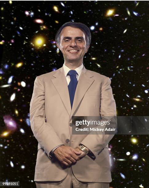 Astrophysicist Carl Sagan poses before a Florida State University Distinguished Lecture Series speech at the Turnbull Conference Center in circa 1984...