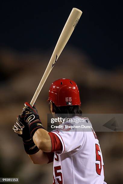 Hideki Matsui of the Los Angeles Angels of Anaheim bats against the Minnesota Twins on April 8, 2010 at Angel Stadium in Anaheim, California.