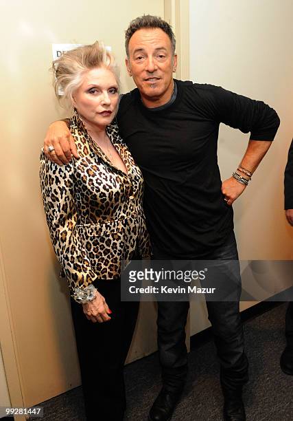 Exclusive* Debbie Harry and Bruce Springsteen backstage during the Almay concert to celebrate the Rainforest Fund's 21st birthday at Carnegie Hall on...