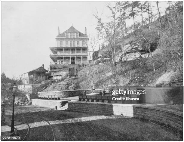 antique photograph of america's famous landscapes: basin springs, eureka springs, arkansas - eureka springs stock illustrations