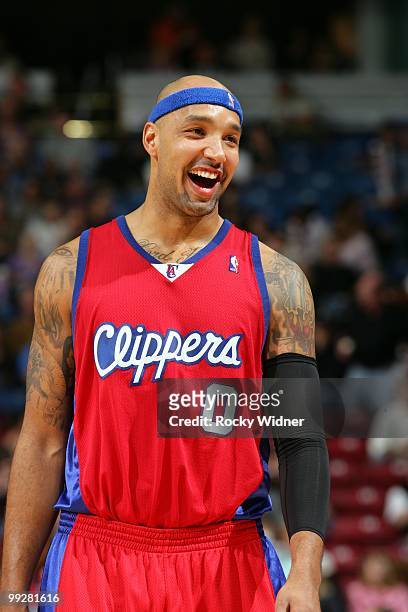 Drew Gooden of the Los Angeles Clippers looks on with a smile during the game against the Sacramento Kings at Arco Arena on April 8, 2010 in...