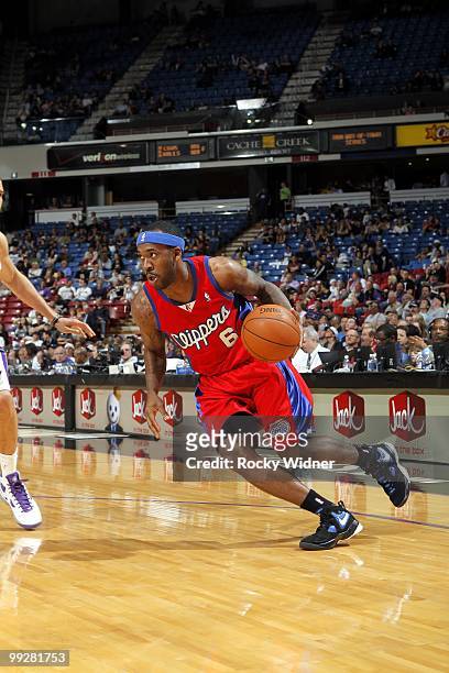 Bobby Brown of the Los Angeles Clippers drives the ball up court during the game against the Sacramento Kings at Arco Arena on April 8, 2010 in...