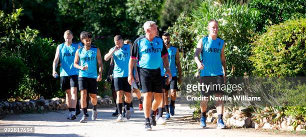 Steve Bruce manager of Aston Villa in action during an Aston Villa training session at the club's training camp on July 06, 2018 in Faro, Portugal.