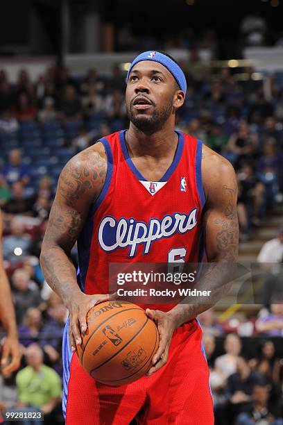 Bobby Brown of the Los Angeles Clippers shoots a free throw during the game against the Sacramento Kings at Arco Arena on April 8, 2010 in...