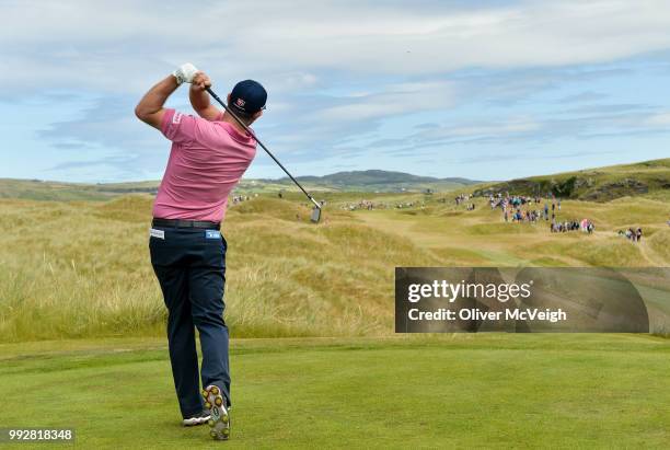 Donegal , Ireland - 6 July 2018; Padraig Harrington of Ireland tees off the at the 3rd tee box during Day Two of the Dubai Duty Free Irish Open Golf...
