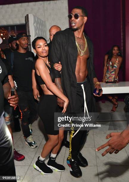 Iman Shumpert and Teyana Taylor attend Iman Shumpert Birthday affair at Revel on July 6, 2018 in Atlanta, Georgia.