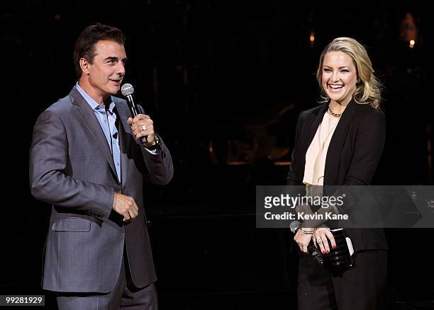 Chris Noth and Kate Hudson speak on stage during the Almay concert to celebrate the Rainforest Fund's 21st birthday at Carnegie Hall on May 13, 2010...
