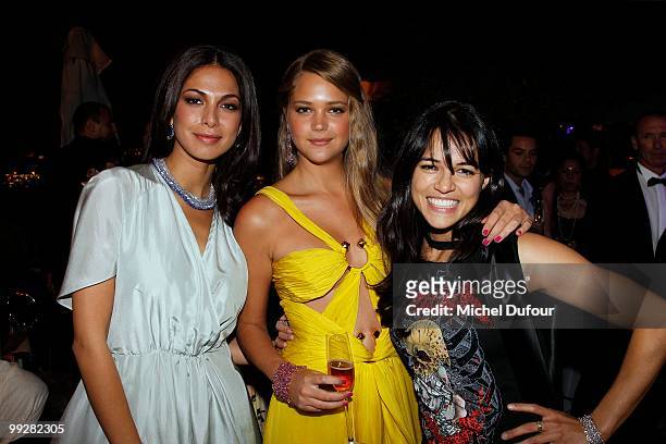 Moran Atias, Esti Ginsburg and Michelle Rodriguez attends the Chopard Trophy party at the Hotel Martinez during the 63rd Annual Cannes Film Festival...