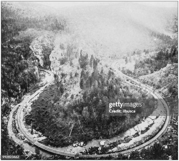 antique photograph of america's famous landscapes: horseshoe, elk creek canyon - deer creek stock illustrations