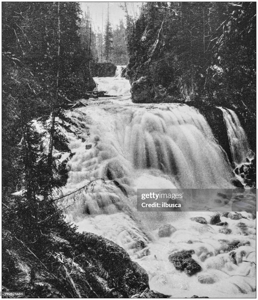 Antique photograph of America's famous landscapes: Kepler's Cascade, Firehole River