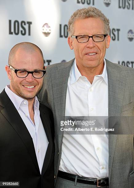 Co-creator/executive producer Damon Lindelof and executive producer Carlton Cuse arrive at ABC's "Lost" Live: The Final Celebration held at UCLA...