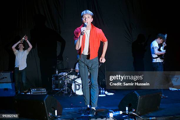 Jonathan Pierce of The Drums performs at the Hammersmith Apollo on May 13, 2010 in London, England.