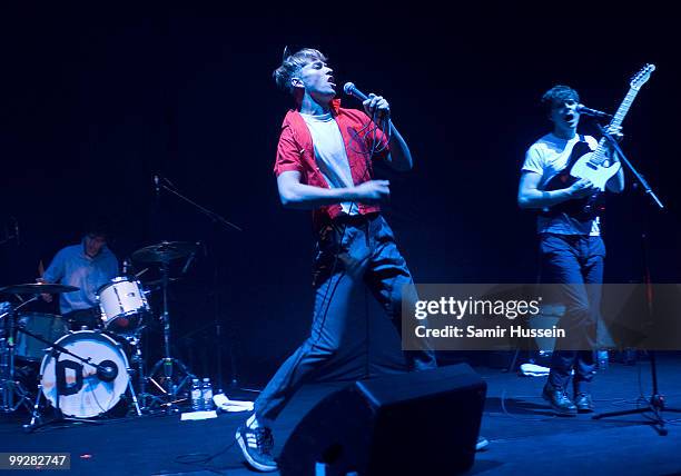 Jonathan Pierce of The Drums performs at the Hammersmith Apollo on May 13, 2010 in London, England.