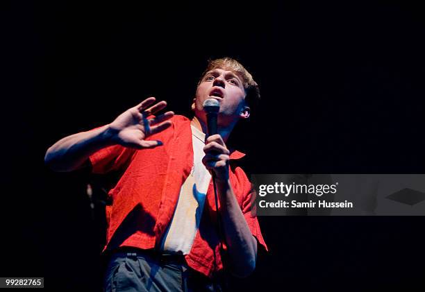 Jonathan Pierce of The Drums performs at the Hammersmith Apollo on May 13, 2010 in London, England.