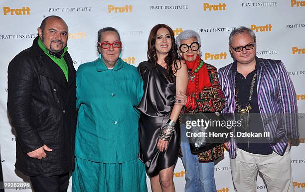 Bernard Aidan, Kim Hastreiter, designer Catherine Malandrino and Mickey Boardman with guest attend Pratt Institute's Annual Fashion Runway Show at...