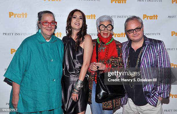 Kim Hastreiter, designer Catherine Malandrino, guest and Mickey Boardman attend Pratt Institute's Annual Fashion Runway Show at Altman Building on...