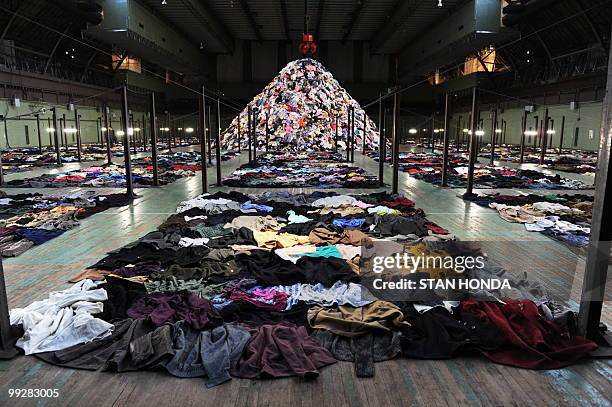 French artist Christain Boltanski's "No Man's Land", composed of 30 tons of discarded clothing on display May 13, 2010 at the Park Avenue Armory in...