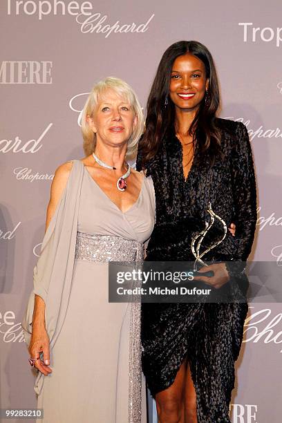 Helen Mirren and Liya Kebede attend the Chopard Trophy Awards at the Hotel Martinez during the 63rd Annual Cannes Film Festival on May 13, 2010 in...