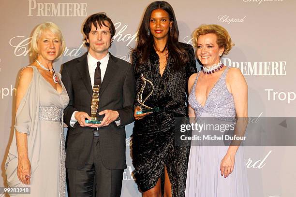 Helen Mirren, Edward Hogg, Liya Kebede and Caroline Gruosi Scheufele attend the Chopard Trophy Awards at the Hotel Martinez during the 63rd Annual...