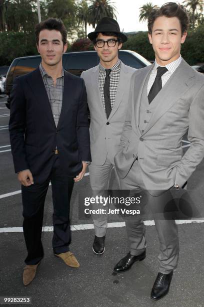 Musicians Kevin Jonas, Joe Jonas and Nick Jonas of The Jonas Brothers arrive at the 12th annual Young Hollywood Awards sponsored by JC Penney , Mark....