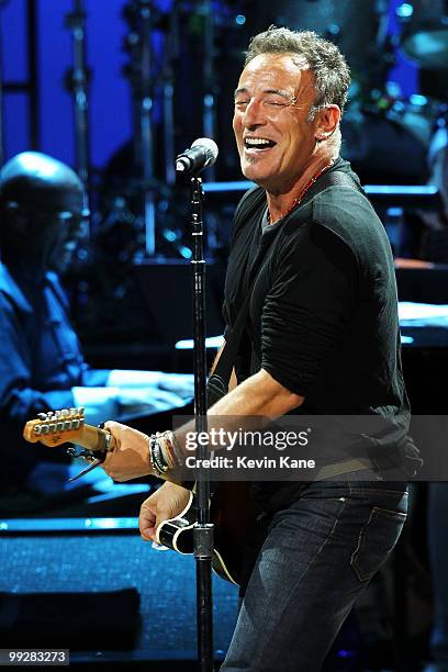 Bruce Springsteen performs on stage during the Almay concert to celebrate the Rainforest Fund's 21st birthday at Carnegie Hall on May 13, 2010 in New...