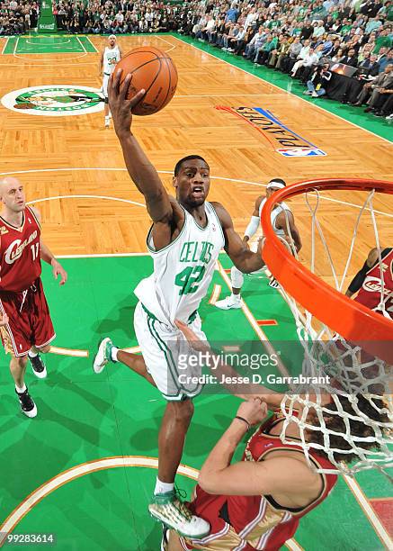 Tony Allen of the Boston Celtics shoots against the Cleveland Cavaliers in Game Six of the Eastern Conference Semifinals during the 2010 NBA Playoffs...
